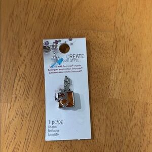 Orange and Silver Ohm Charm with Swarovski Crystals